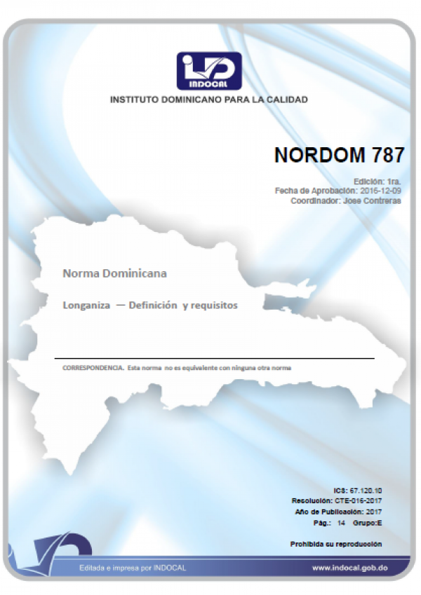 NORDOM 787	- LONGANIZA - DEFINICION Y REQUISITOS