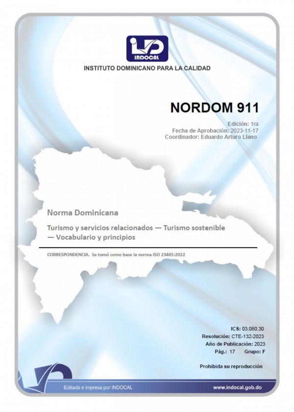 NORDOM 911 - TURISMO Y SERVICIOS RELACIONADOS - TURISMO SOSTENIBLE - VOCABULARIO Y PRINCIPIOS.