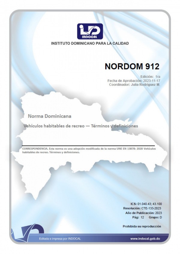 NORDOM 912 - VEHÍCULOS HABITABLES DE RECREO - TÉRMINOS Y DEFINICIONES.