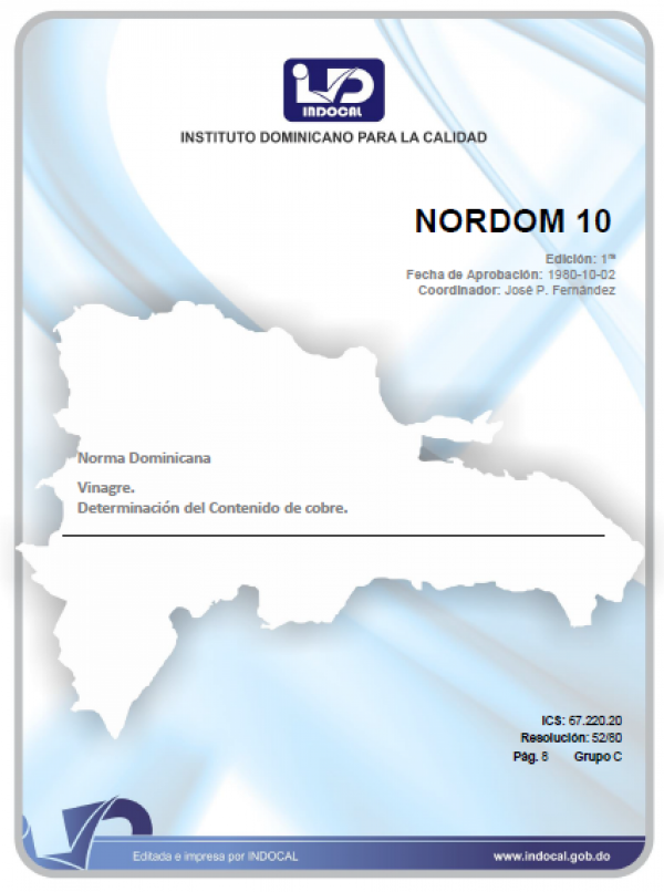 NORDOM 10 - VINAGRE. DETERMINACION DEL CONTENIDO DE COBRE.