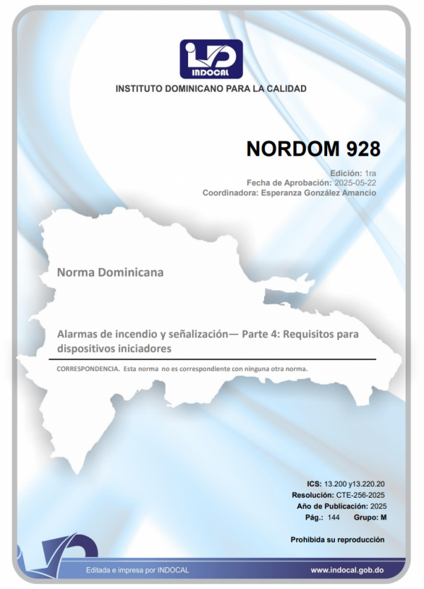 NORDOM 928 - ALARMAS DE INCENDIO Y SEÑALIZACIÓN PARTE 4: REQUISITOS PARA DISPOSITIVOS INICIADORES