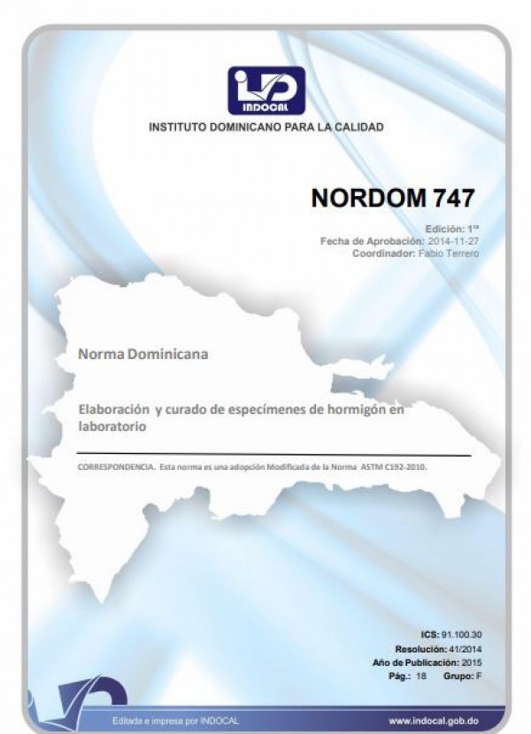 NORDOM 747 - ELABORACIÓN Y CURADO DE ESPECÍMENES DE HORMIGÓN EN LABORATORIO.