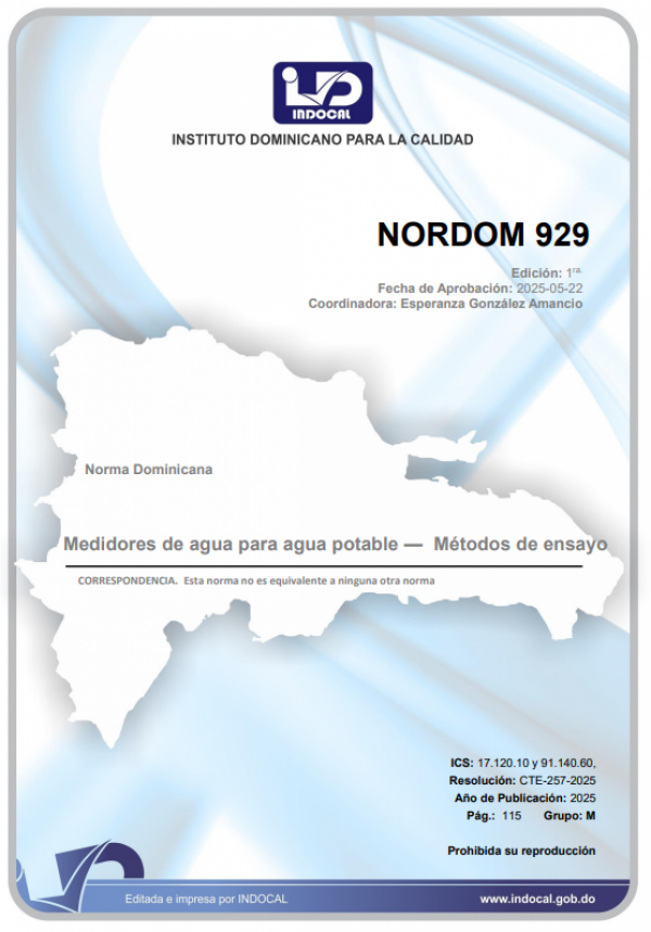 NORDOM 929 - MEDIDORES DE AGUA PARA AGUA POTABLE — MÉTODOS DE ENSAYO